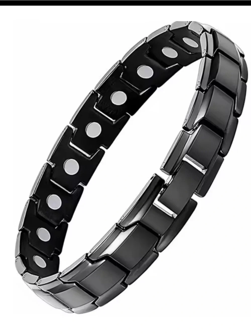 Men's Black Magnetic Link Bracelet - Sleek Stainless Style